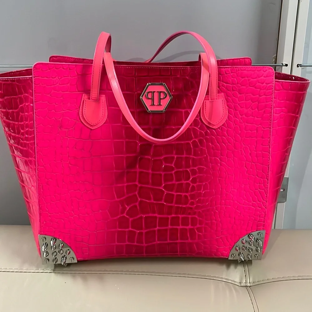 Philipp Plein pink ombré croc-style tote - Picture 1 of 16